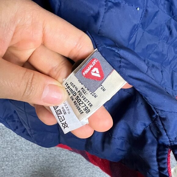 L.L Bean Primaloft Plaid Quilt Lined Long Sleeve Button Down Shirt‎ Size L - Picture 9 of 10